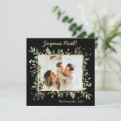 Modern Botanical Greenery Photo Joyeux Noel シーズンカード (スタンド正面)
