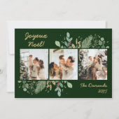 Modern Botanical Greenery Photo Joyeux Noel シーズンカード (正面)