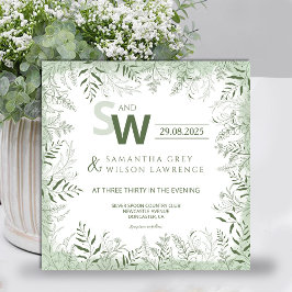 Modern Botanical Greenery Wedding Invitation 招待状