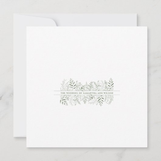 Modern Botanical Greenery Wedding Invitation 招待状 (裏面)