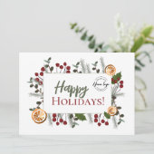Modern Botanical Happy Holidays Business Logo xmas シーズンカード (スタンド正面)