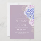 Modern Botanical Lilac & White Floral Wedding 招待状 (正面)