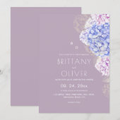 Modern Botanical Lilac & White Floral Wedding 招待状 (正面/裏面)
