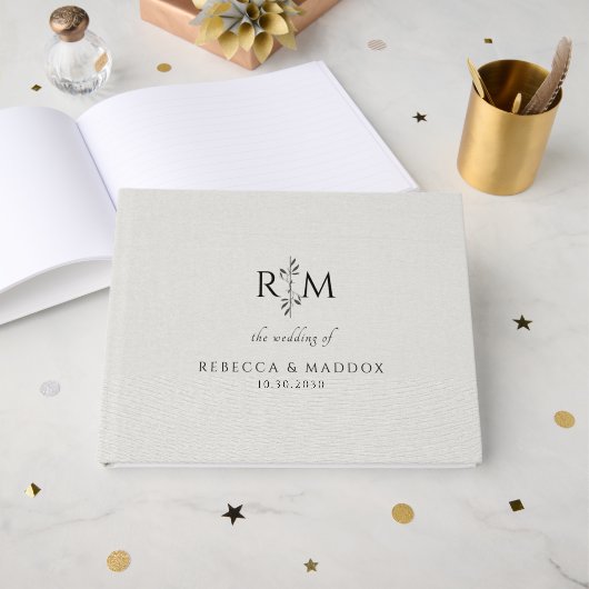 Modern Botanical Monogram Wedding ゲストブック (正面見開き)