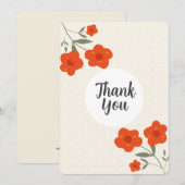 Modern Botanical orange floral thank you card  招待状 (正面/裏面)
