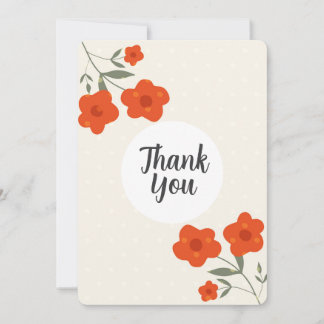 Modern Botanical orange floral thank you card  招待状