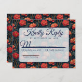 Modern Botanical Peonies Spring Wedding Rsvp (正面/裏面)