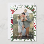 Modern Botanical Photo Holiday Elegant Card シーズンカード (正面)