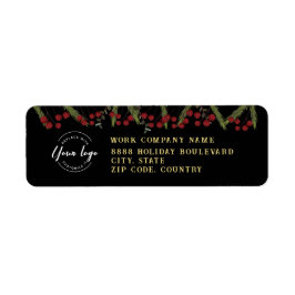  Modern Botanical Red Holly Pine business logo ラベル