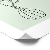 Modern Botanical Sage Green Illustration ポスター (角)