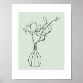 Modern Botanical Sage Green Illustration ポスター (正面)