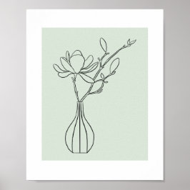 Modern Botanical Sage Green Illustration ポスター