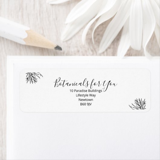 Modern Botanical Script Return Address Label ラベル (インサイチュ)