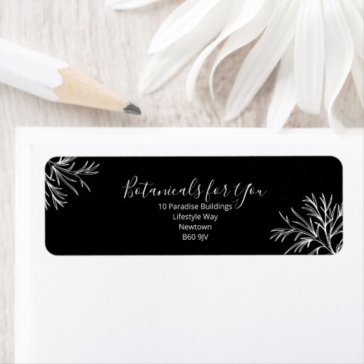 Modern Botanical Script Return Address Label ラベル (インサイチュ)