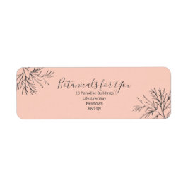 Modern Botanical Script Return Address Label ラベル
