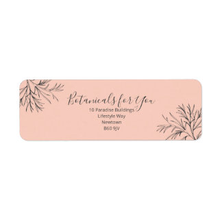 Modern Botanical Script Return Address Label ラベル