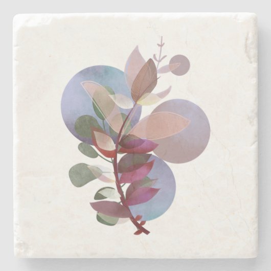 Modern Botanical Soft Neutral Lux Stone Coaster ストーンコースター (正面)