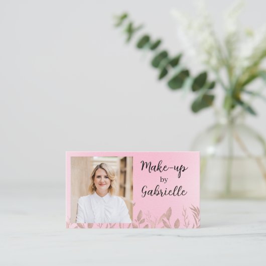 Modern Botanical Soft Pink Boho Photo QR Code   名刺 (スタンド正面)