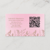 Modern Botanical Soft Pink Boho Photo QR Code 名刺 (裏面)
