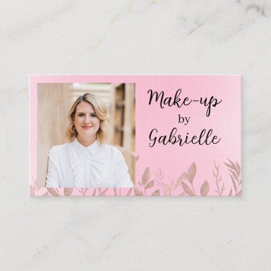 Modern Botanical Soft Pink Boho Photo QR Code   名刺 (正面)