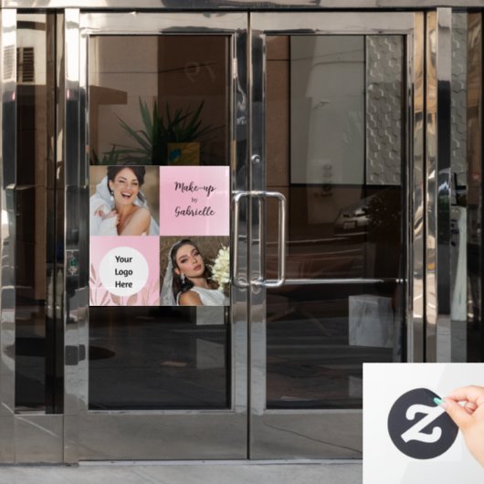 Modern Botanical Soft Pink Boho Photo Script ウィンドウサイン (オフィスドア)