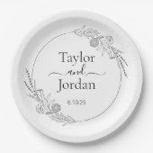 Modern Botanical Wedding Custom | Minimalist ペーパープレート (正面)