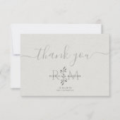 Modern Botanical Wedding Monogram  サンキューカード (正面)