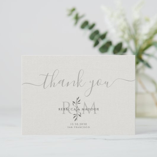 Modern Botanical Wedding Monogram  サンキューカード (スタンド正面)
