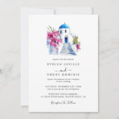 Modern Bougainvillea Santorini Destination Wedding 招待状 (正面)