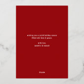 Modern Bow Arch Chic Red Christmas Photo Gold 箔シーズンカード (裏面)