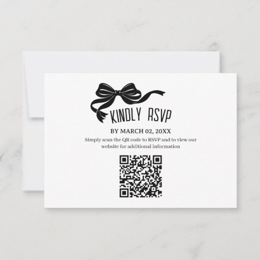 Modern Bow RSVP card with QR code  (正面)