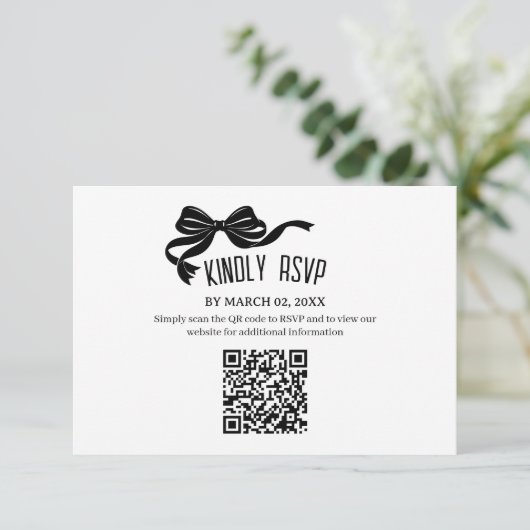 Modern Bow RSVP card with QR code  (スタンド正面)
