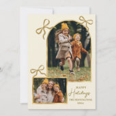 Modern Bows Happy Holidays Gold Arch 3 Photo  シーズンカード (正面)