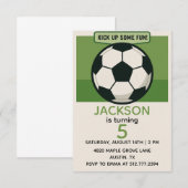 Modern Boys Soccer Birthday – Green Theme 招待状 (正面/裏面)