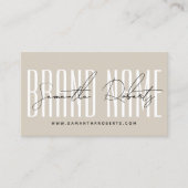 Modern brand name script typography beige ロイヤリティカード (正面)