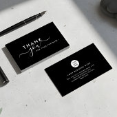 Modern Branded Sleek Black Thank You Business Card 名刺