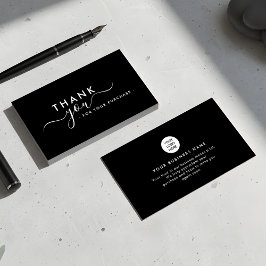 Modern Branded Sleek Black Thank You Business Card 名刺