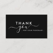 Modern Branded Sleek Black Thank You Business Card 名刺 (正面)