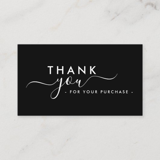 Modern Branded Sleek Black Thank You Business Card 名刺 (正面)