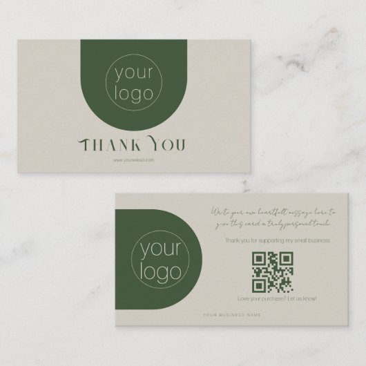 Modern Branding Thank You Card Sage Green 名刺 (正面/裏面)