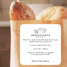 Modern Bread Logo Small Bakery Ingredient Product スクエアシール