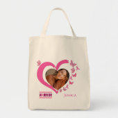 Modern Breast Cancer Awareness Warrior Photo Name  トートバッグ (正面)