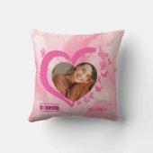 Modern Breast Cancer Custom Heart Photo Name  クッション (裏面)