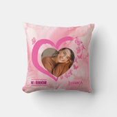Modern Breast Cancer Custom Heart Photo Name  クッション (正面)