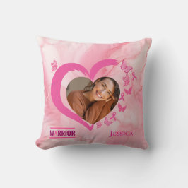 Modern Breast Cancer Custom Heart Photo Name  クッション