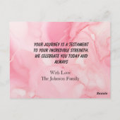 Modern Breast Cancer Custom Heart Photo Name  ポストカード (裏面)