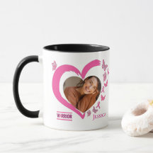 Modern Breast Cancer Custom Heart Photo Name 
