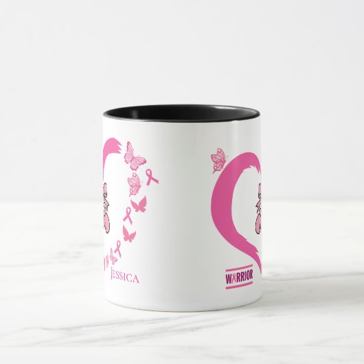 Modern Breast Cancer Warrior Customizable Name  マグカップ (中央)