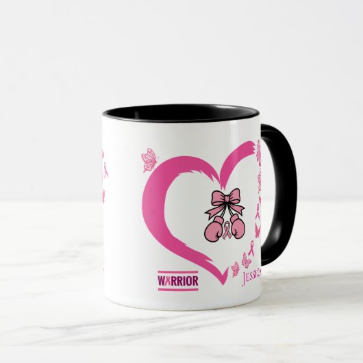 Modern Breast Cancer Warrior Customizable Name  マグカップ (正面右)