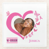 Modern Breast Cancer Warrior Photo Name  ガラスコースター (正面)